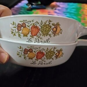 Two CorningWare baking pan dishes